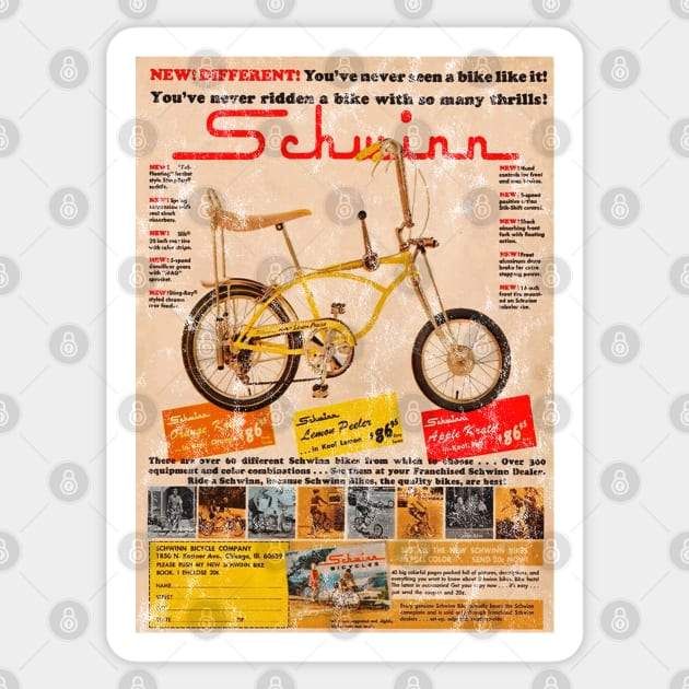 Vintage Schwinn Stingray Ad Sticker by offsetvinylfilm